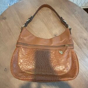 Antonio Melani Brown Leather & Crocodile Hobo Bag